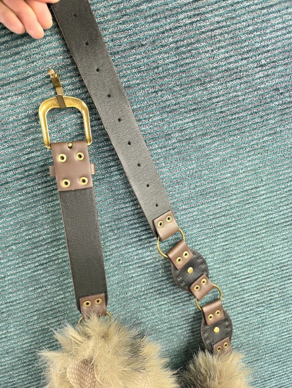 Faux Fur Y2K Style Faux Leather Belt For Cosplay, Festivals, Fun! NWOT